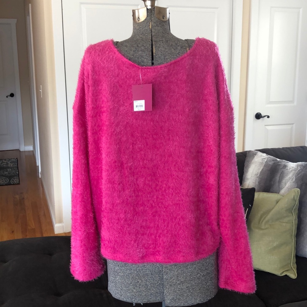 🖤🖤 MEDIUM PINK V-NECK CROP TOP SWEATER - Picture 5 of 9